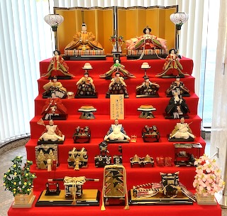 瀧野川女子学園のロビーに、今年も「七段飾り」がお目見えしました